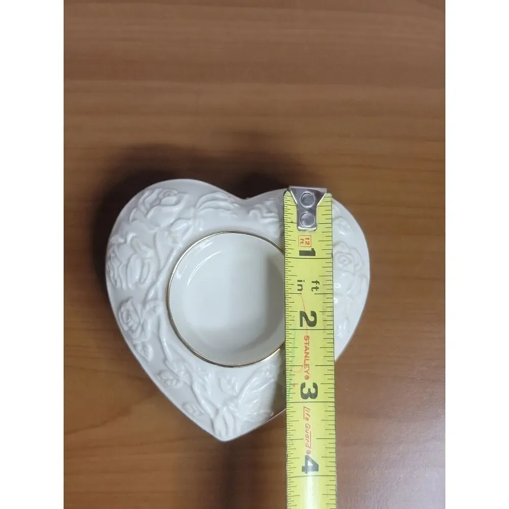 1980s Lenox Porcelain Ivory Heart Votive Candle Holder